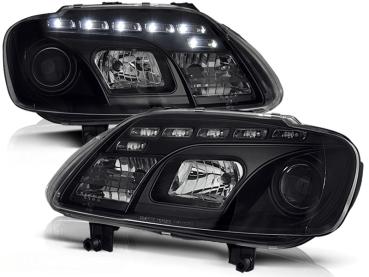 Scheinwerfer LED Tagfahrlicht Optik für VW Touran 1T / Caddy 3 (2K) Schwarz